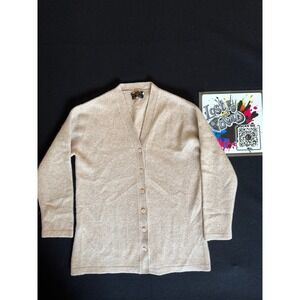 Eagle‎ Cardigan Sweater Mens 40 Beige Excellent Vintage V-Neck Fuzzy Knit